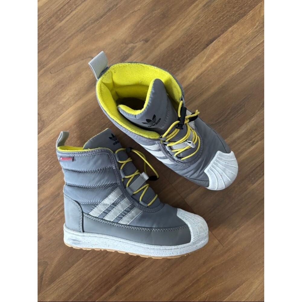 adidas Superstar 360 Grey Yellow High Top Boots Shoes Sneakers in Kids Size 13
